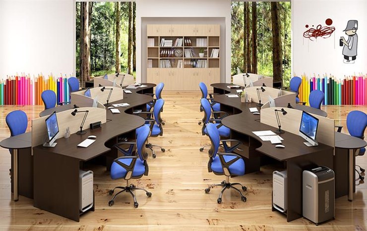 Комплект офисной мебели SIMPLE с эргономичными столами и тумбами в Смоленске - изображение 4